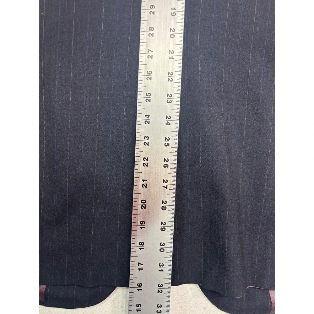 vtg 90s Tom James 46L 37x33 Charcoal Pinstripe 2pc Pant Suit Wool USA Pleated